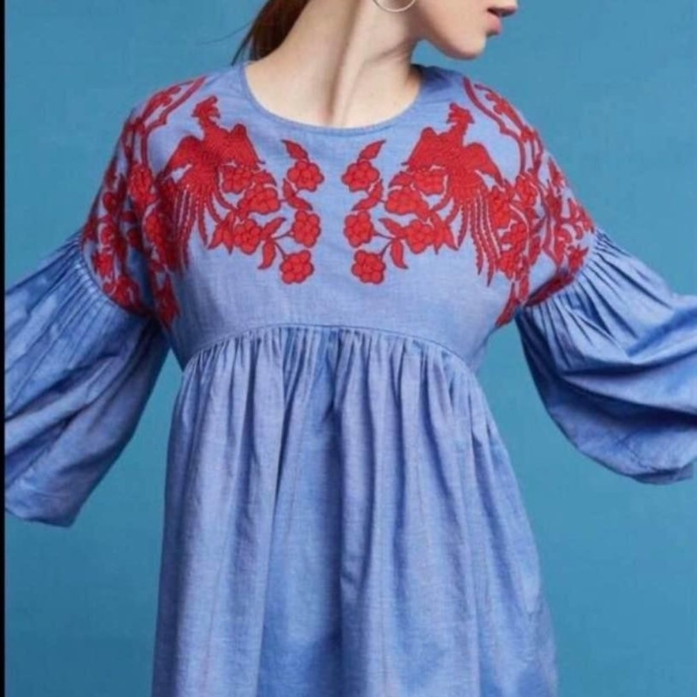 Hemant And Nandita Anthropologie Medium Boho Aplique Blouse